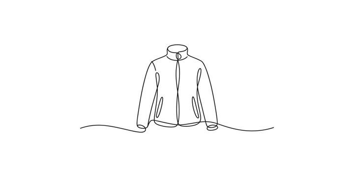Continuous line drawing of a hooded jacket without a head or arms single sweatshirt clothing