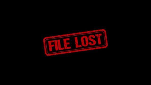 File Lost stamp design motion graphics. grunge rubber stamp impression animation. file lost distressed texture effect 4k video.