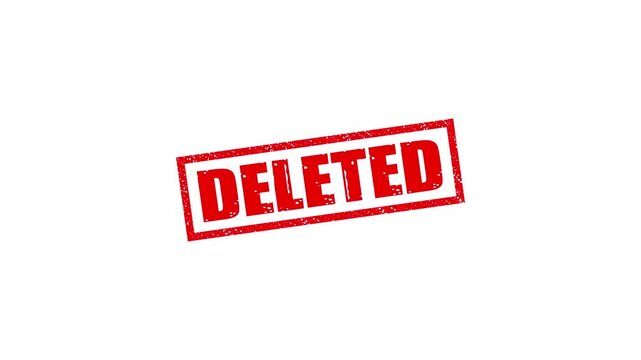 Deleted stamp design motion graphics. grunge rubber stamp impression animation. deleted distressed texture effect 4k video.