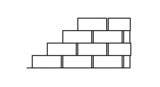 Brick wall construction with a stepped pattern, showcasing architectural design and building materials.