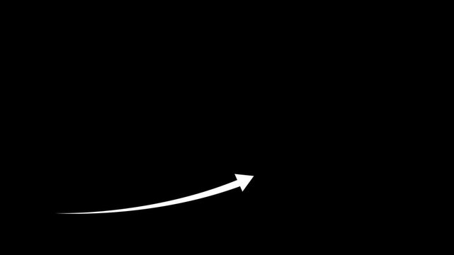 arrow rising transparent channel. Abstract arrow growth chart of economy icon color animated down to up arrow animation, on a black background, direction animation.with 4k video animation.