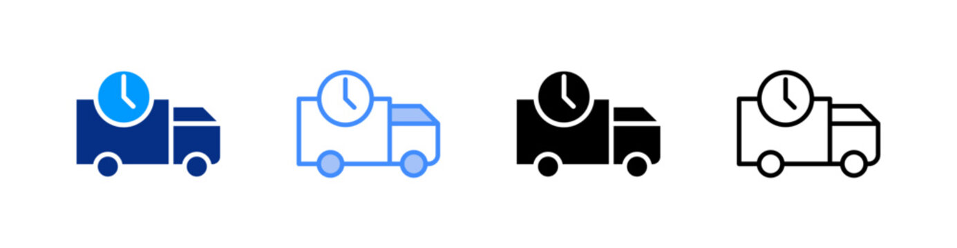 On Time Multiple Style Icon Set Vector 