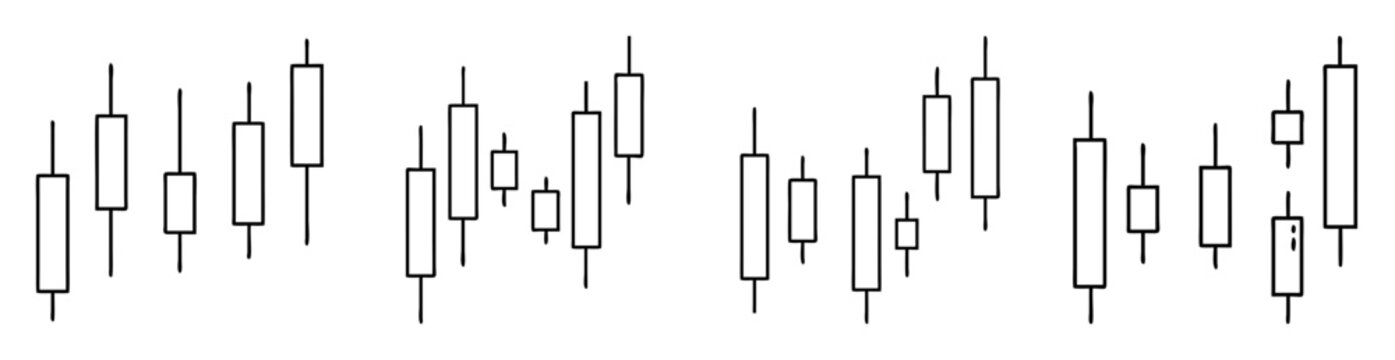 Candlestick chart patterns for trading and technical analysis, a row of trends
