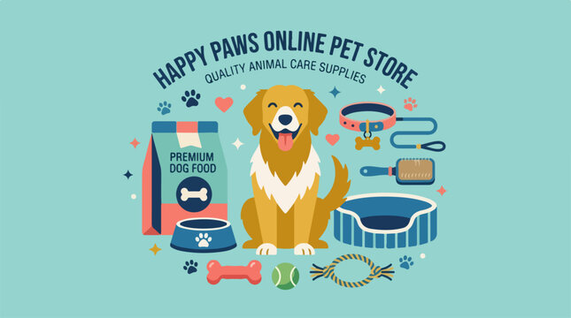 Golden Retriever Pet Store Logo.