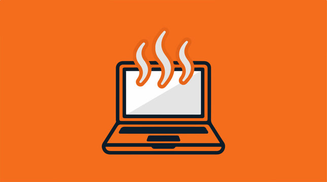 Laptop with heat waves rising.