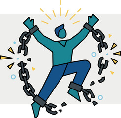 Fototapeta premium Man Breaking Free From Chains.