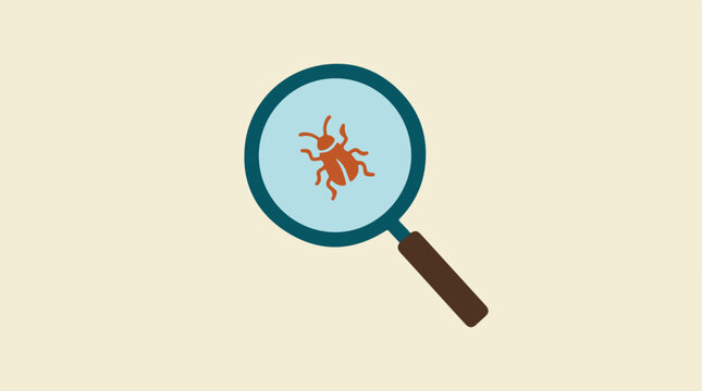 Magnifying glass with insect inside.