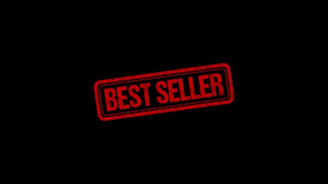 Best Seller stamp design motion graphics. grunge rubber stamp impression animation. best seller distressed texture effect 4k video.