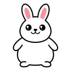 Obraz premium Cute Rabbit With Pink Ears Line Icon