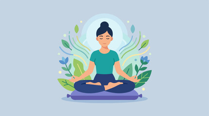 Obraz premium Woman Meditating in Nature Calm.