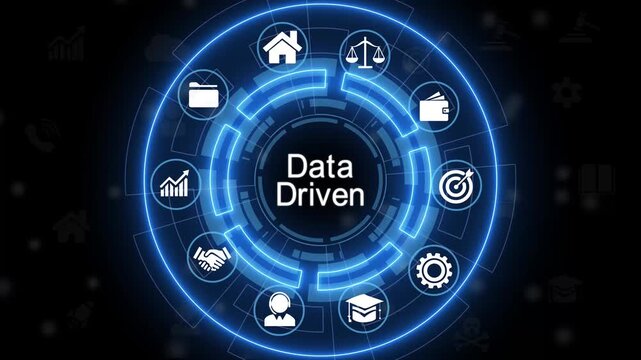 Data driven marketing concept. Collecting big data and analytics, personalized and contextual marketing. Digital marketing and technology, artificial intelligence..