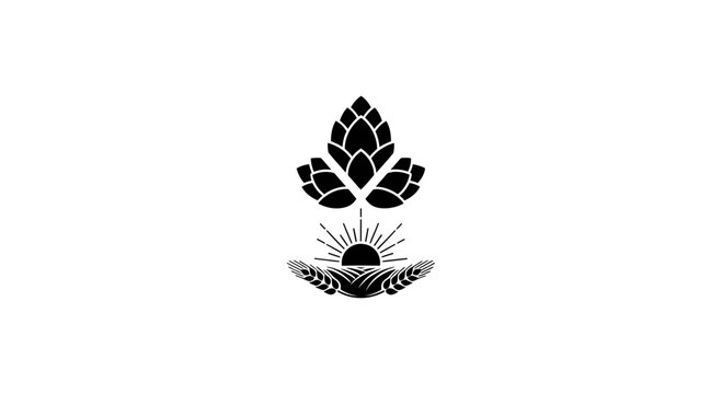 Hop cone and rising sun graphic logo