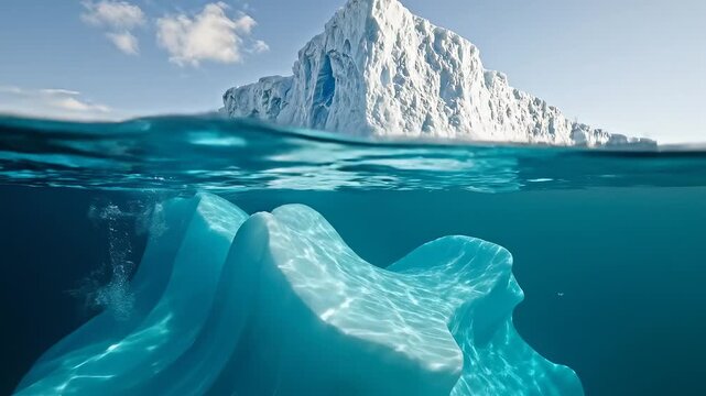 Iceberg above and below water
