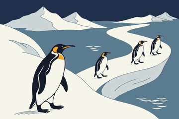 Obraz premium penguins on the ice