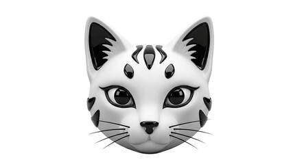 Obraz premium 3D White and Black Cat Mask with Cute Eyes