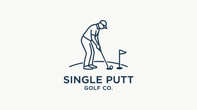 Single putt golf company logo with player and flag
