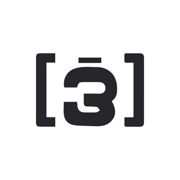 Minimalist Black Stylized Number 3 with Macron in Square Brackets