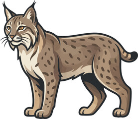 Obraz premium Wild lynx bobcat standing in forest environment