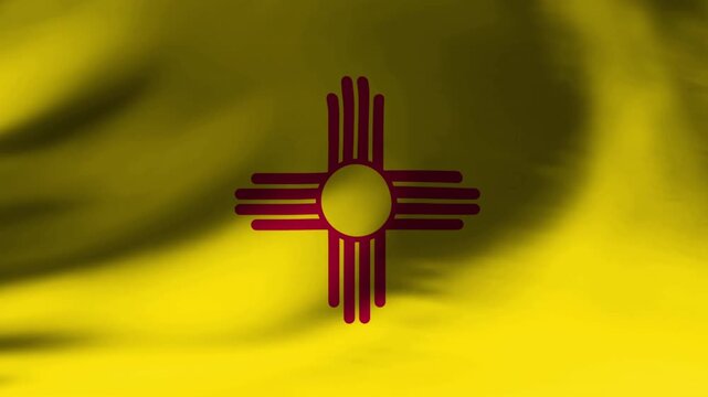 New Mexico State Flag Waving in Slow Motion - Close-up