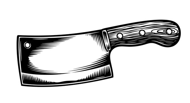 Vintage style meat cleaver illustration butcher knife icon for logo, emblem, label, badge, or poster vector illustration of a kitchen tool for cooking, butchery, or restaurant design