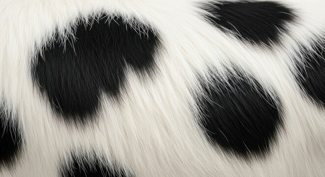 Close-up of black and white cow fur texture.