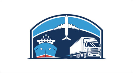 Global Logistics and Transportation Network with Ship, Plane, and Truck. © fafa