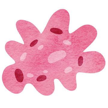 Pink Bacteria Watercolor Illustration