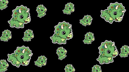 Minimalist seamless pattern featuring cute cartoon triceratops dinosaurs in a playful and modern flat style. © Whisnu