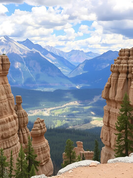 Hoodoos viewpoint in Banff National Park, Alberta Canada