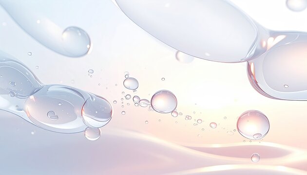 Abstract composition with translucent, amorphous shapes floating against a gradient background