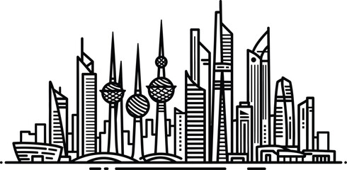 Obraz premium Kuwait cityscape with modern skyscrapers and traditional buildings skyline