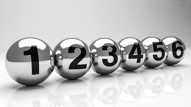 Sequential numbered balls in row representing order counting and mathematical sequence concept