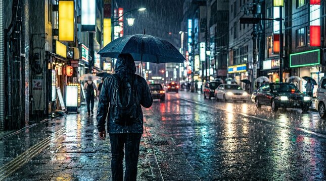 Rainy City Street Weather Impact Climate Change Meteorological Disasters Urban Flooding Scene