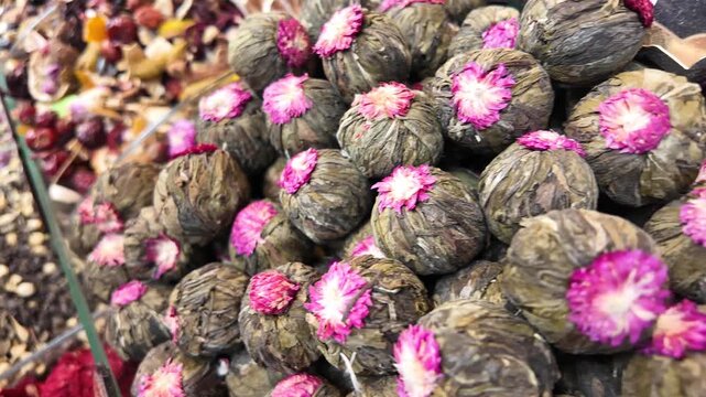 Discovering rose tea balls in a local market