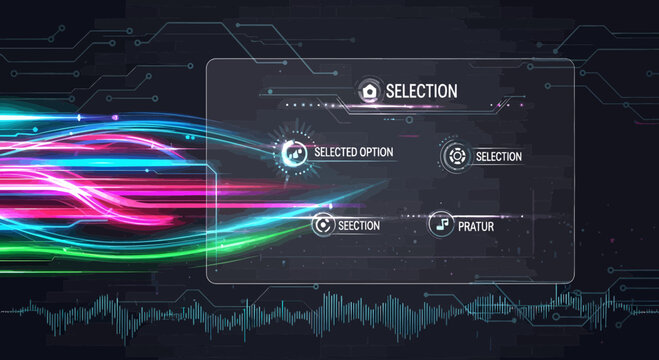 Futuristic Digital Interface with Glowing Light Streaks.