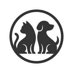 Obraz premium Pet icons representing a dog and cat sitting