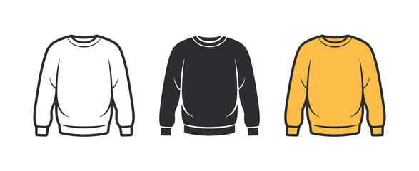 Casual sweatshirt and long sleeve shirt icon set for winter fashion apparel branding and sportswear vector © Well Done
