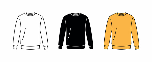 Casual sweatshirt and long sleeve shirt icon set for winter fashion apparel branding and sportswear vector © Well Done