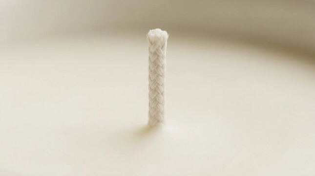 Extreme macro close up of an unlit white candle wick