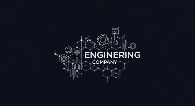 A modern engineering company logo with technical design elements