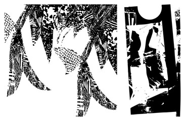 Fototapeta premium Bold graphic art featuring fragmented geometric forms with halftone textures, vector design, stylized abstract composition, digital illustration.