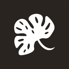 Fototapeta premium Minimalist White Monstera Leaf Silhouette On A Dark Background