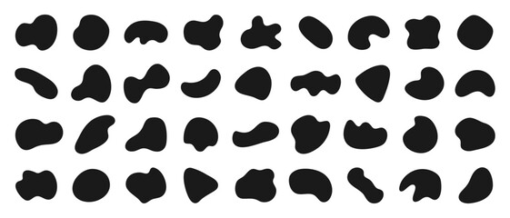 Fototapeta premium Abstract Organic Liquid Shapes and Black Fluid Blobs