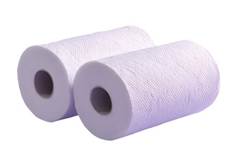 Fototapeta premium Two rolls of toilet paper are placed side by side on a surface.