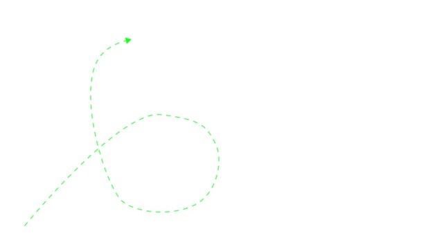 A simple green dashed arrow pointing upwards and to the right