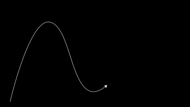 A white curved line resembling a sine wave on a black background