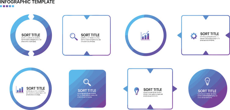 Business infographic template vector with circular elements data charts process flow and modern gradient design for presentation use