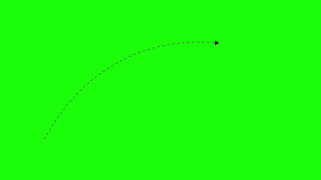 A black airplane ascends on a curved path against a green background