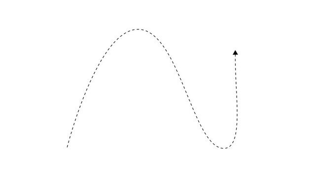 A simple graphic of a dashed arrow pointing upwards and to the right