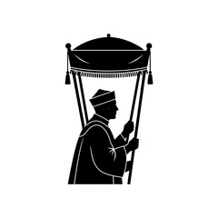 Procession Silhouette of a Ceremonial Man Carrying a Traditional Canopy © Muzaki